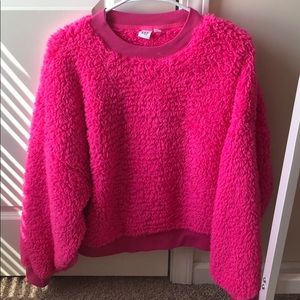 GAP Pink Sherpa Crewneck
